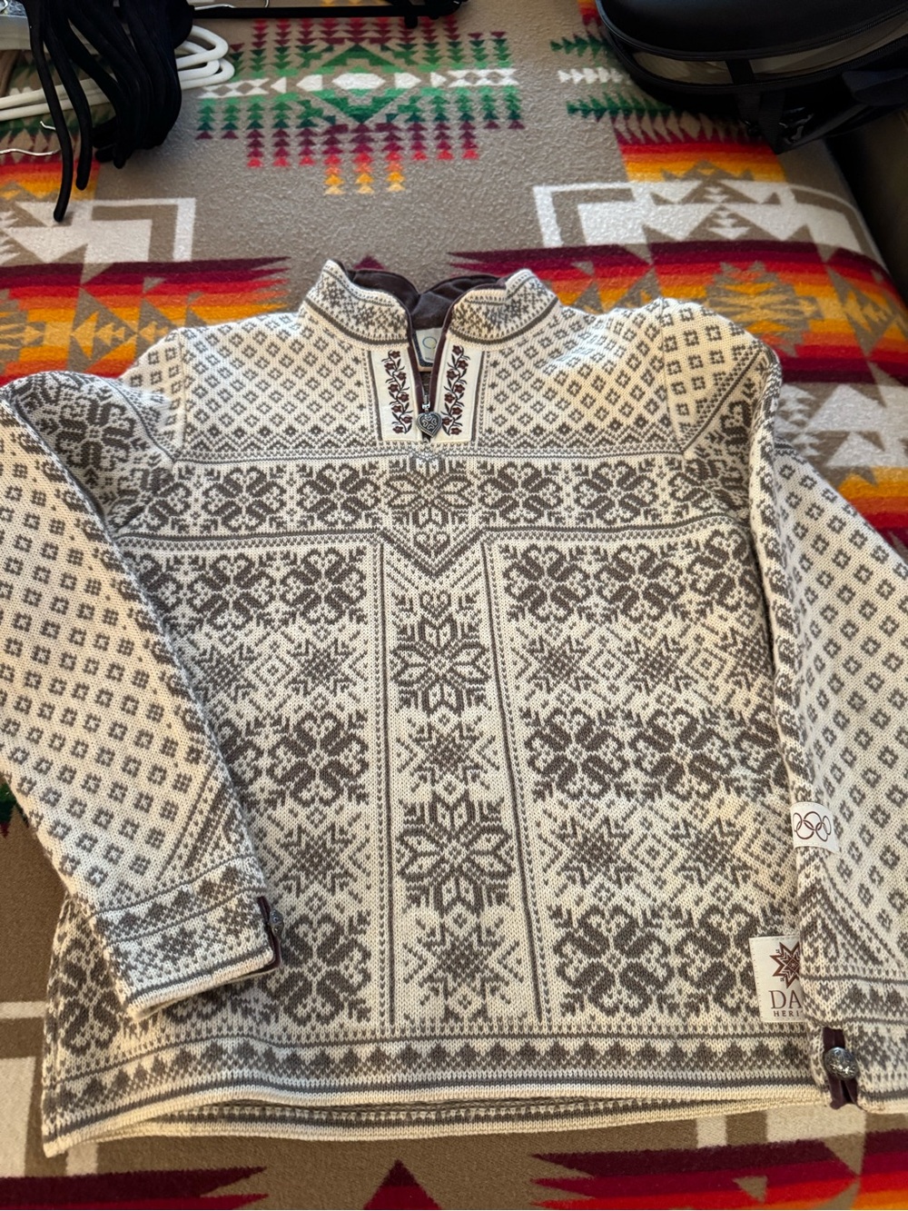 Women’s Dale of Norway Cream and Gray Nordic Half-Zip Pullover